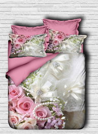L'essentiel linge de maison Juego de funda de edredón doble Rosa, gris y blanco
